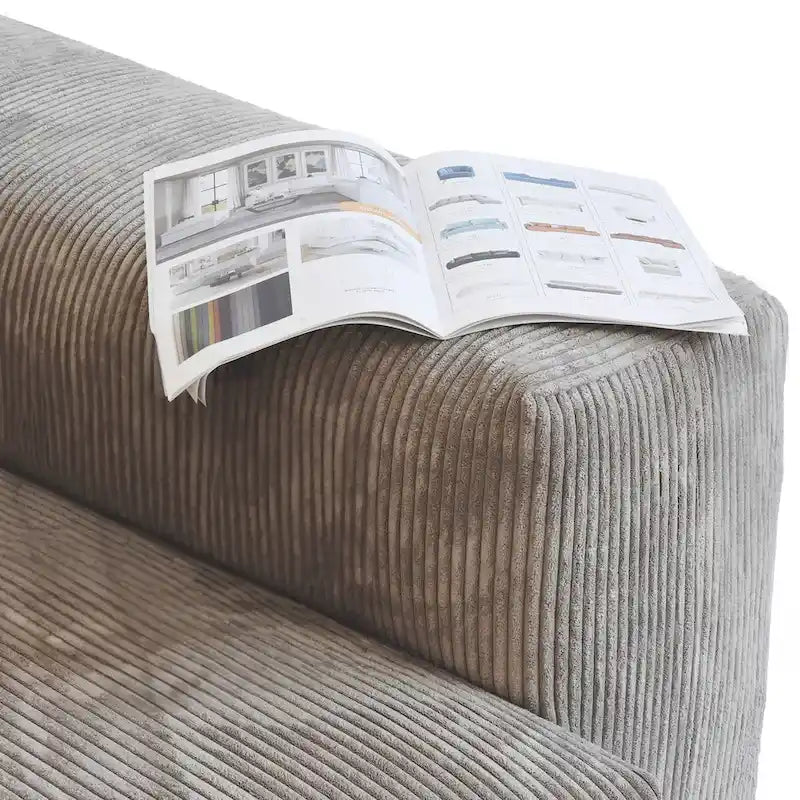 Modern 3-piece Sofa Set with Chaise Ottoman,Corduroy Modular Sectional Couch For Living Room