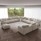Modern 3-piece Sofa Set with Chaise Ottoman,Corduroy Modular Sectional Couch For Living Room