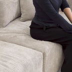 Modern 3-piece Sofa Set with Chaise Ottoman,Corduroy Modular Sectional Couch For Living Room
