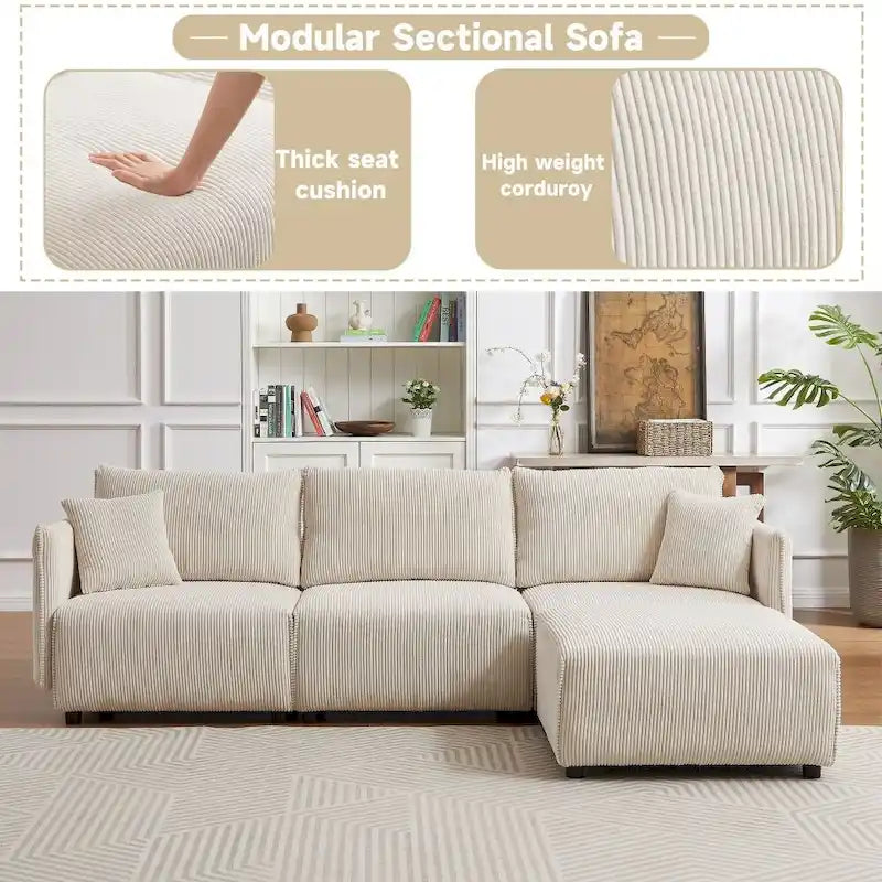 106 Multi-Module Combination Style Sofa, Modern Minimalist Corduroy Combination Sofa