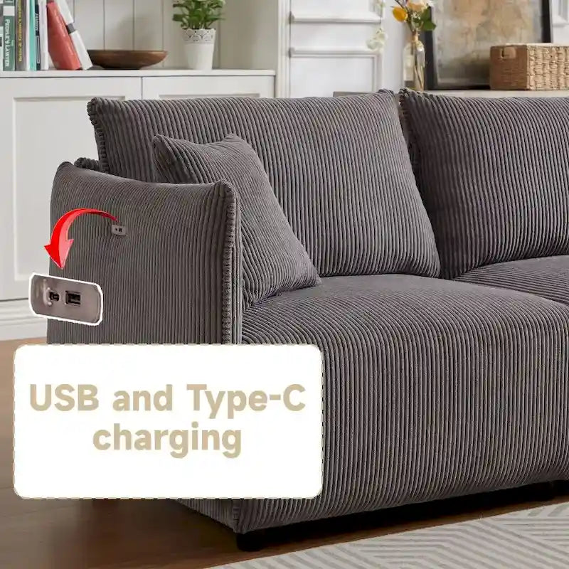 106 Multi-Module Combination Style Sofa, Modern Minimalist Corduroy Combination Sofa