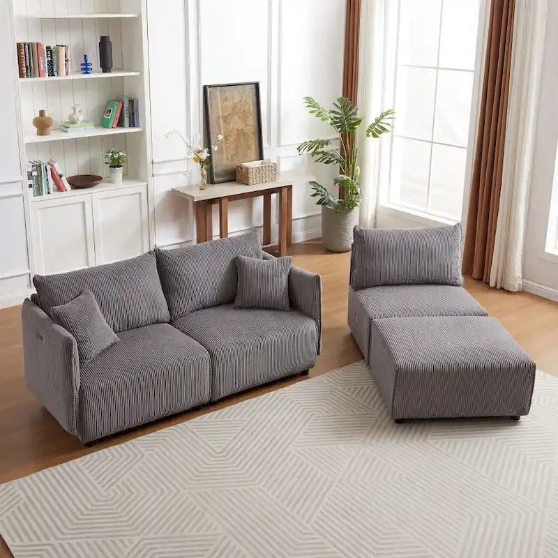 106 Multi-Module Combination Style Sofa, Modern Minimalist Corduroy Combination Sofa