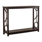 Dark Cherry Finish Wood Entryway Sofa Console Table with Storage Shelf for Hallway, Foyer, Living Room