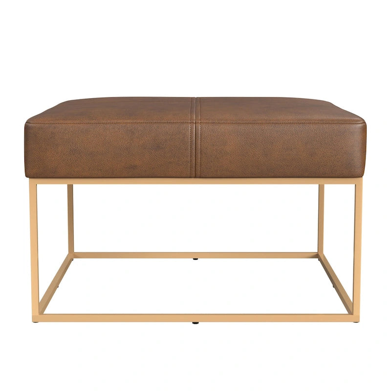 HomePop Pouf carré à cadre métallique