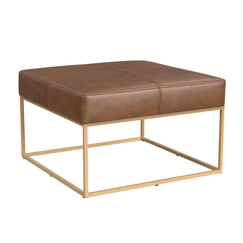 HomePop Pouf carré à cadre métallique