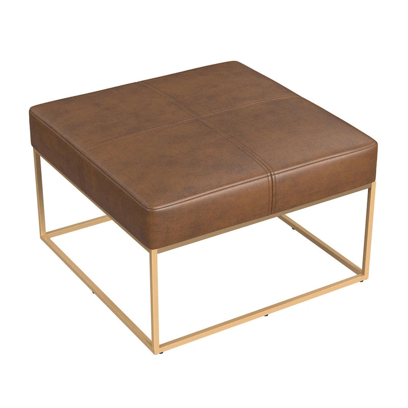 HomePop Pouf carré à cadre métallique