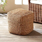 Pouf carré en jonc de mer côtier