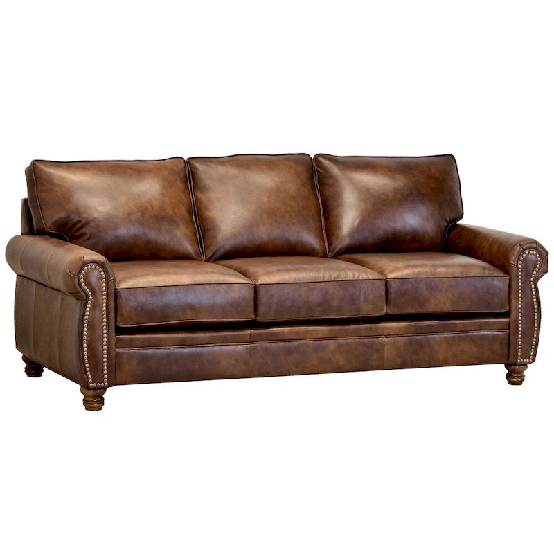 Canapé Cabot en cuir pleine fleur et ensemble de 2 fauteuils