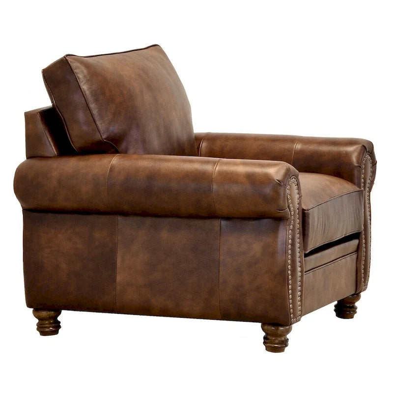 Canapé Cabot en cuir pleine fleur et ensemble de 2 fauteuils