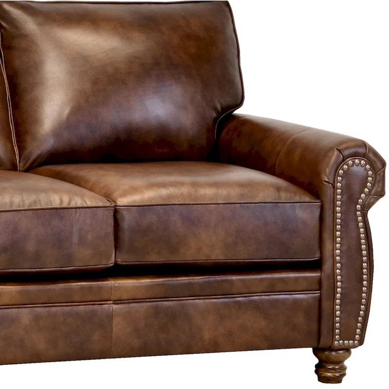 Canapé Cabot en cuir pleine fleur et ensemble de 2 fauteuils