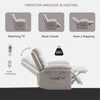 Fauteuil relax électrique avec chauffage d'assise et fonction de massage réglable