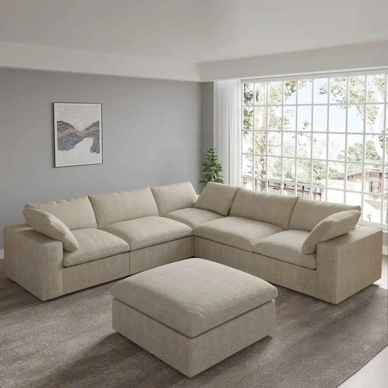 V Shape Cloud Couches for Living Room, Modular Convertible Sectional Sofa Couch, Couch Cushion Covers Removable