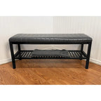 Solid Bamboo Ribbed Padded 40 Bench with Shelf