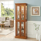 Curio Cabinet Lighted Curio Diapaly Cabinet with Adjustable Shelves, Tempered Glass Doors(E26 light bulb not included)
