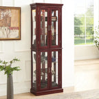 Curio Cabinet Lighted Curio Diapaly Cabinet with Adjustable Shelves, Tempered Glass Doors(E26 light bulb not included)