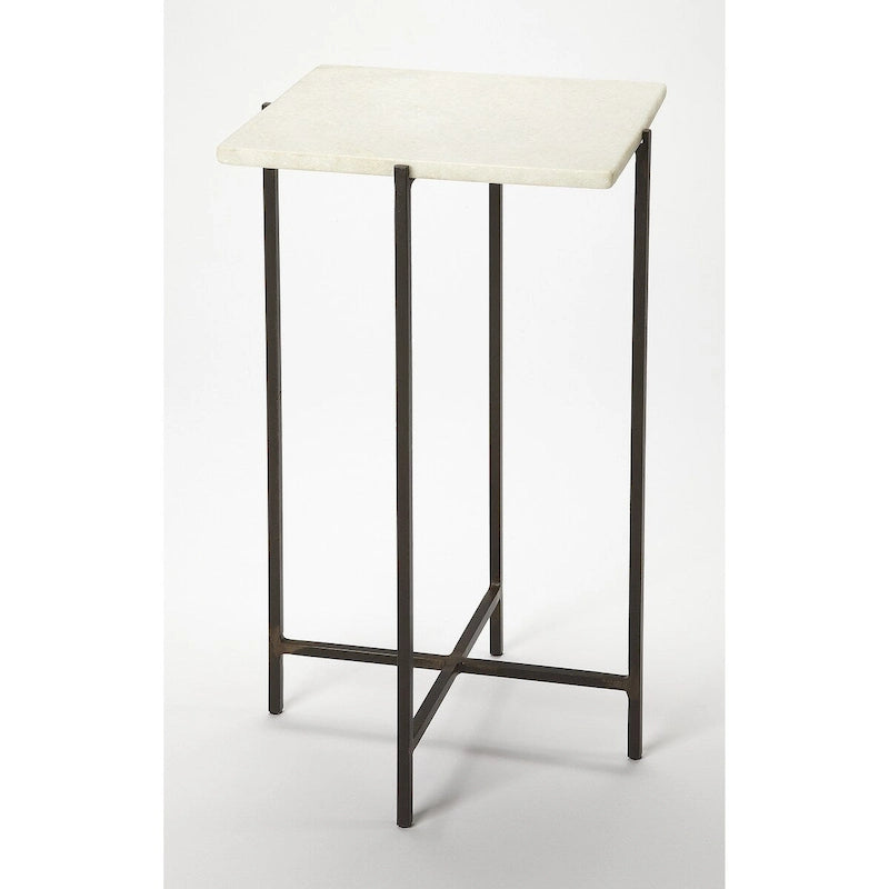 Table d'appoint Nigella carrée en marbre et métal