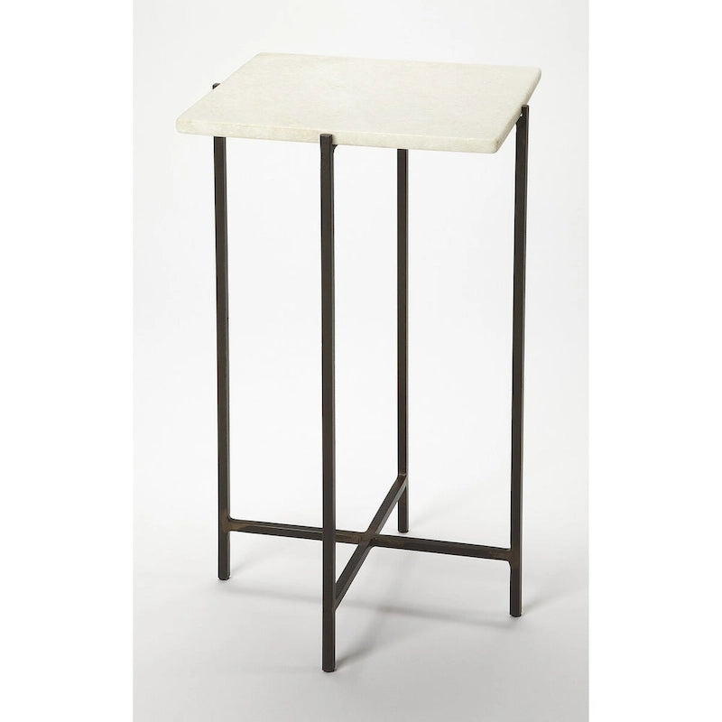 Table d'appoint Nigella carrée en marbre et métal