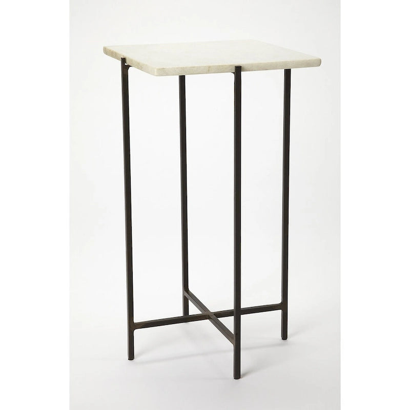 Table d'appoint Nigella carrée en marbre et métal