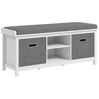 Banc à chaussures avec coussin, banc de rangement d'entrée avec siège rembourré, 2 tiroirs et étagère réglable pour couloir