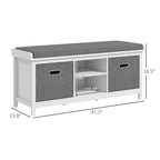Banc à chaussures avec coussin, banc de rangement d'entrée avec siège rembourré, 2 tiroirs et étagère réglable pour couloir