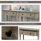 Console Table Sofa Table Easy Assembly with Two Storage Drawers and Bottom Shelf for Living Room, Entryway