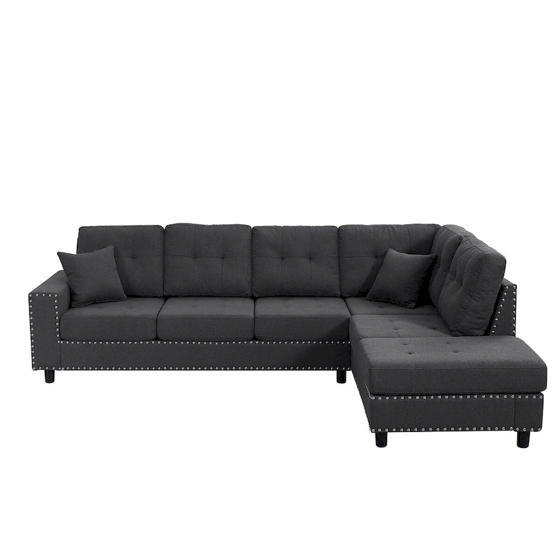 Canapé d'angle modulaire en L de 109,2 po avec coussins de dossier amovibles et 2 oreillers, pour salons, bureaux et appartements