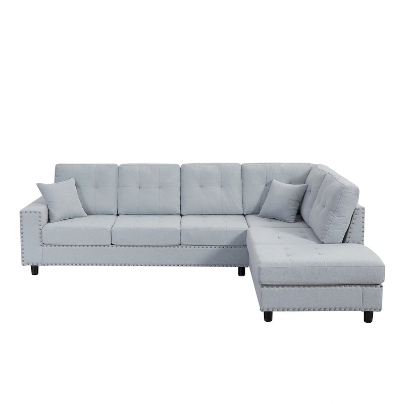 Canapé d'angle modulaire en L de 109,2 po avec coussins de dossier amovibles et 2 oreillers, pour salons, bureaux et appartements