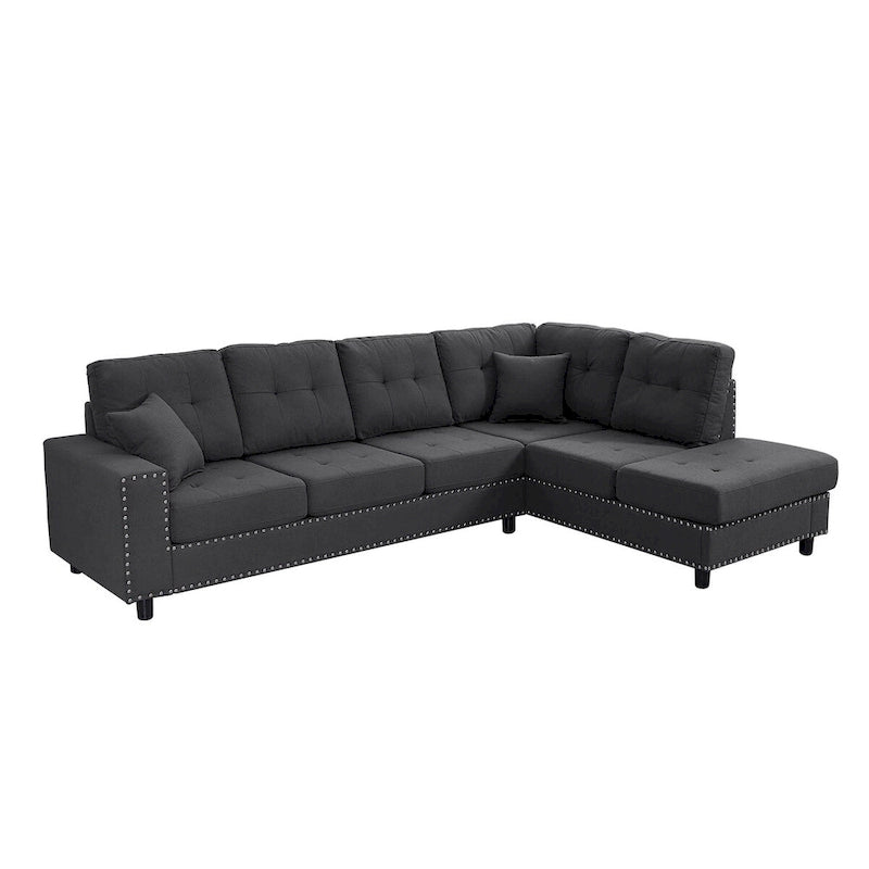 Canapé d'angle modulaire en L de 109,2 po avec coussins de dossier amovibles et 2 oreillers, pour salons, bureaux et appartements