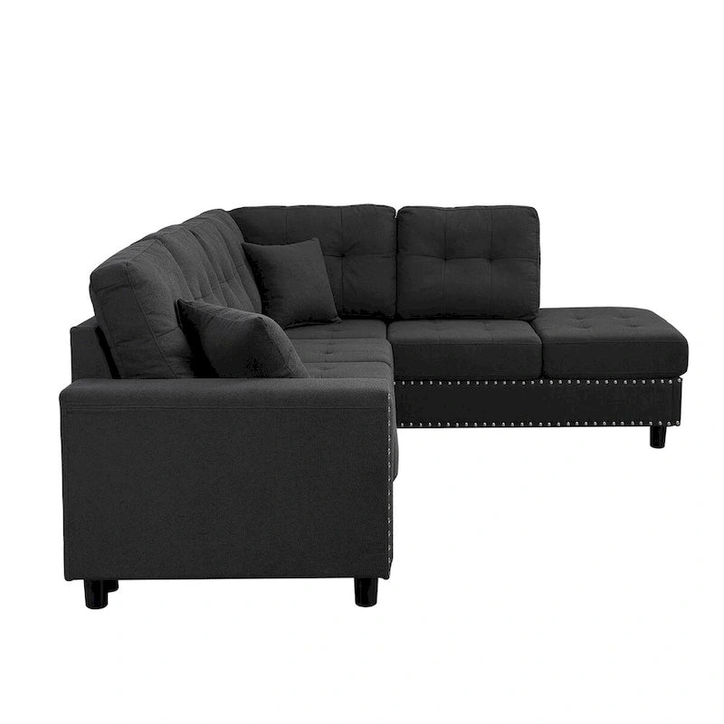 Canapé d'angle modulaire en L de 109,2 po avec coussins de dossier amovibles et 2 oreillers, pour salons, bureaux et appartements