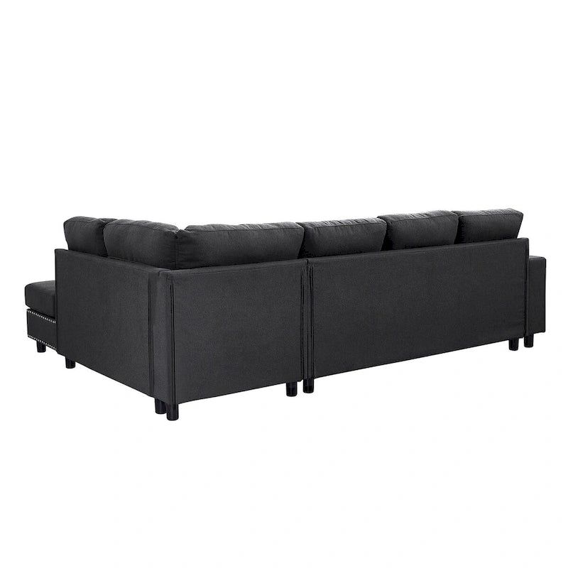 Canapé d'angle modulaire en L de 109,2 po avec coussins de dossier amovibles et 2 oreillers, pour salons, bureaux et appartements