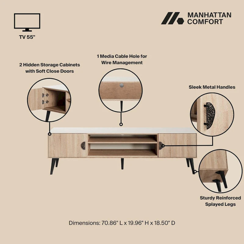 Manhattan Comfort Haley 70.9 Mid-Century Modern TV Stand