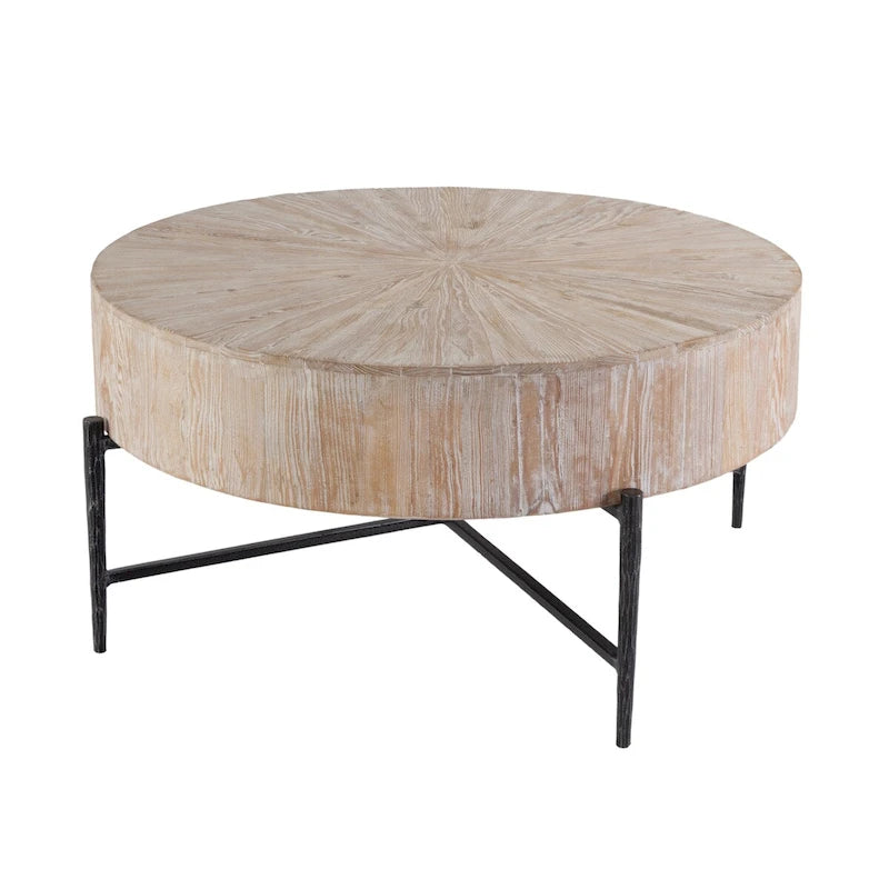 Table basse ronde en bois et fer Akemi de 97,8 cm de large