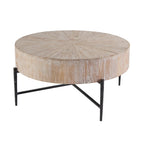 Table basse ronde en bois et fer Akemi de 97,8 cm de large