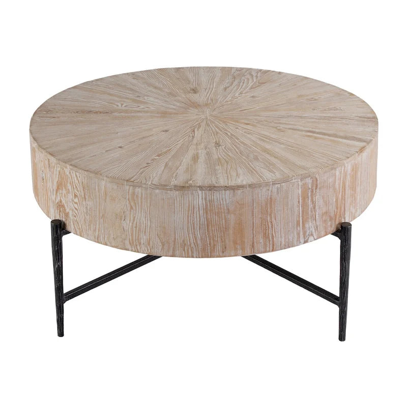 Table basse ronde en bois et fer Akemi de 97,8 cm de large