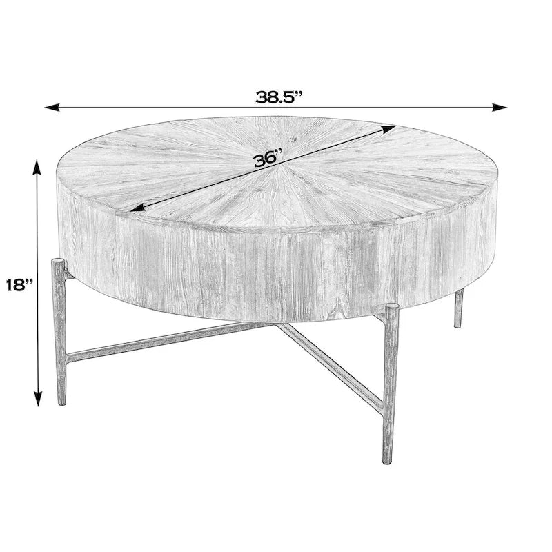 Table basse ronde en bois et fer Akemi de 97,8 cm de large
