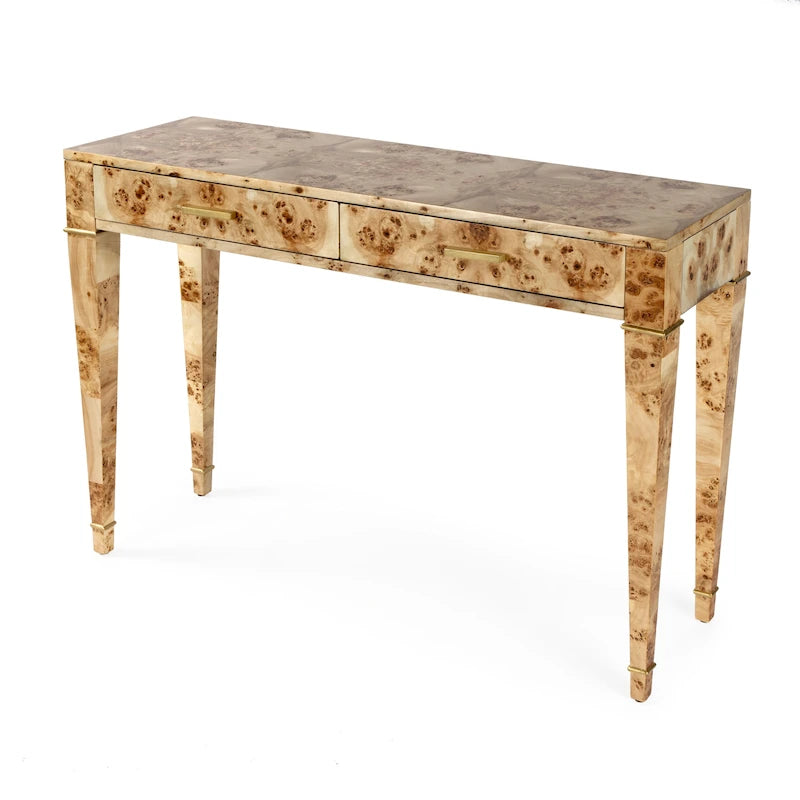 Table console Kai à 2 tiroirs en ronce de bois 46