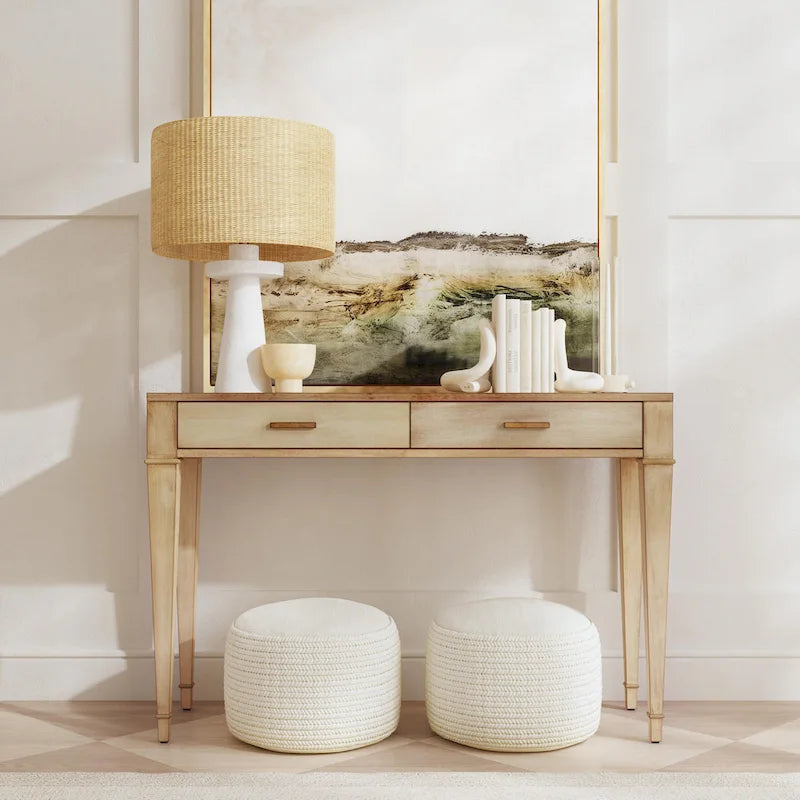 Table console Kai à 2 tiroirs en ronce de bois 46