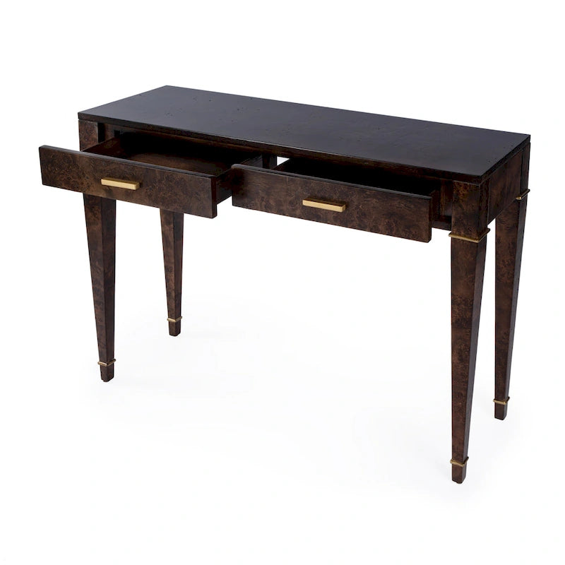 Table console Kai à 2 tiroirs en ronce de bois 46