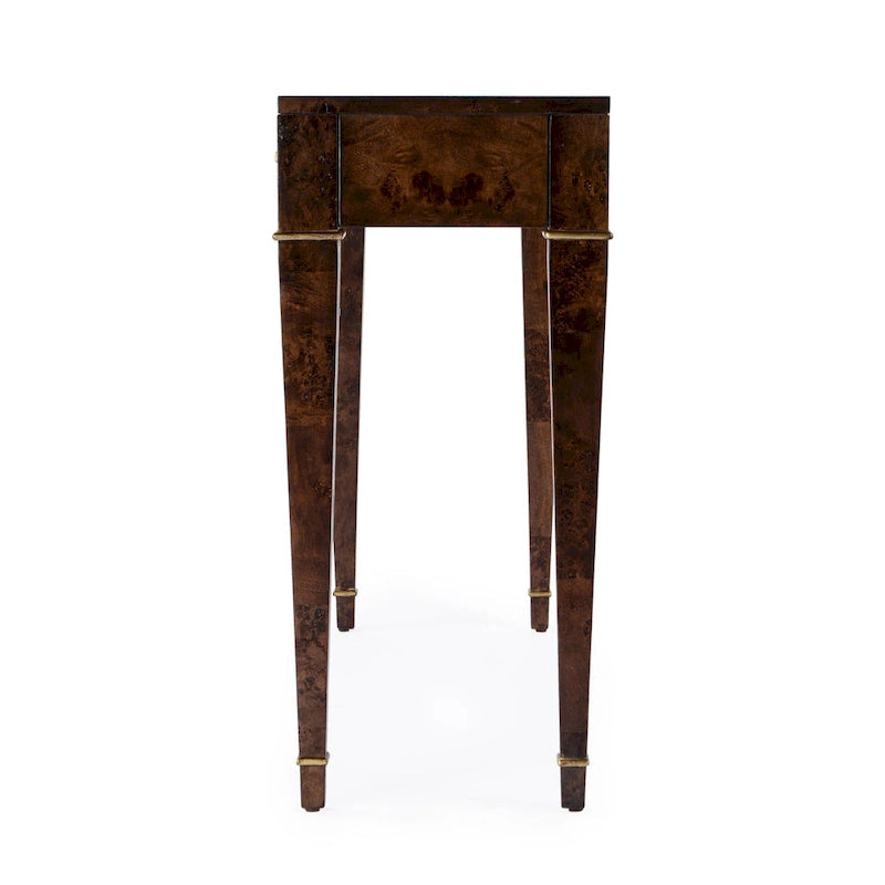Table console Kai à 2 tiroirs en ronce de bois 46