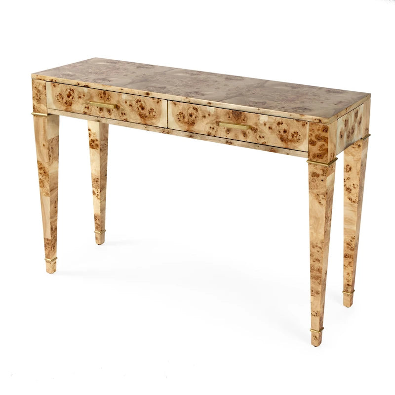 Table console Kai à 2 tiroirs en ronce de bois 46