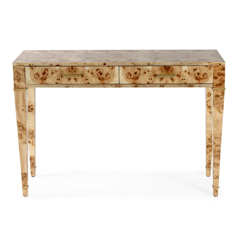 Table console Kai à 2 tiroirs en ronce de bois 46