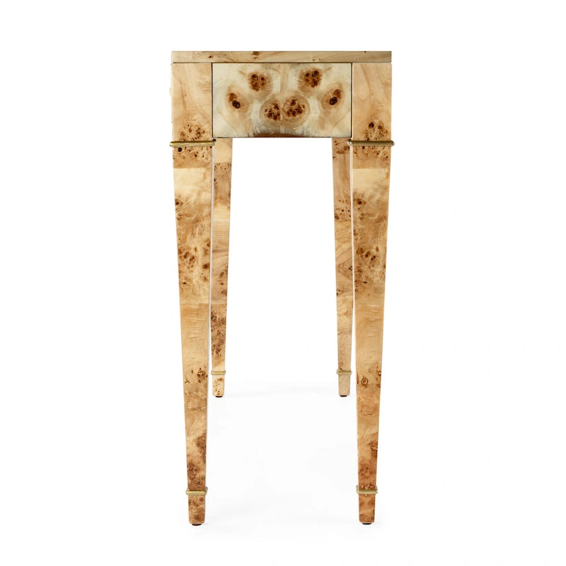 Table console Kai à 2 tiroirs en ronce de bois 46