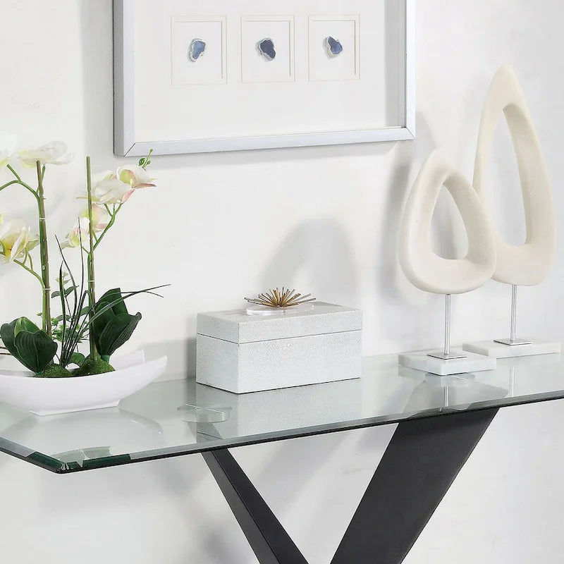 Gar Glam Black X-Base Glass Top Sofa Table by Furniture of America