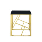 Table d'appoint en verre trempé avec cadre métallique et espace de rangement