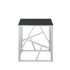 Table d'appoint en verre trempé avec cadre métallique et espace de rangement