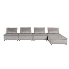 Canapé d'angle modulaire 5 pièces en velours avec pouf