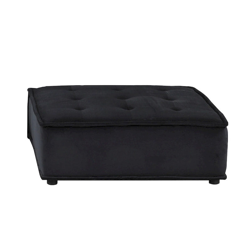 Canapé d'angle modulaire 5 pièces en velours avec pouf