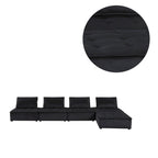 Canapé d'angle modulaire 5 pièces en velours avec pouf