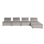 Canapé d'angle modulaire 5 pièces en velours avec pouf
