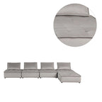 Canapé d'angle modulaire 5 pièces en velours avec pouf